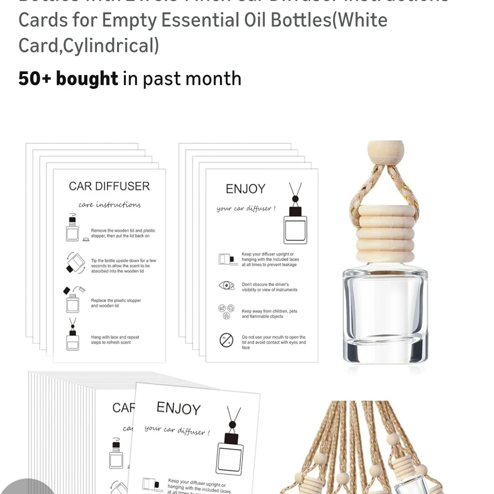 50 Peices Clear Glass Car Diffuser Bottles with Wooden Lids